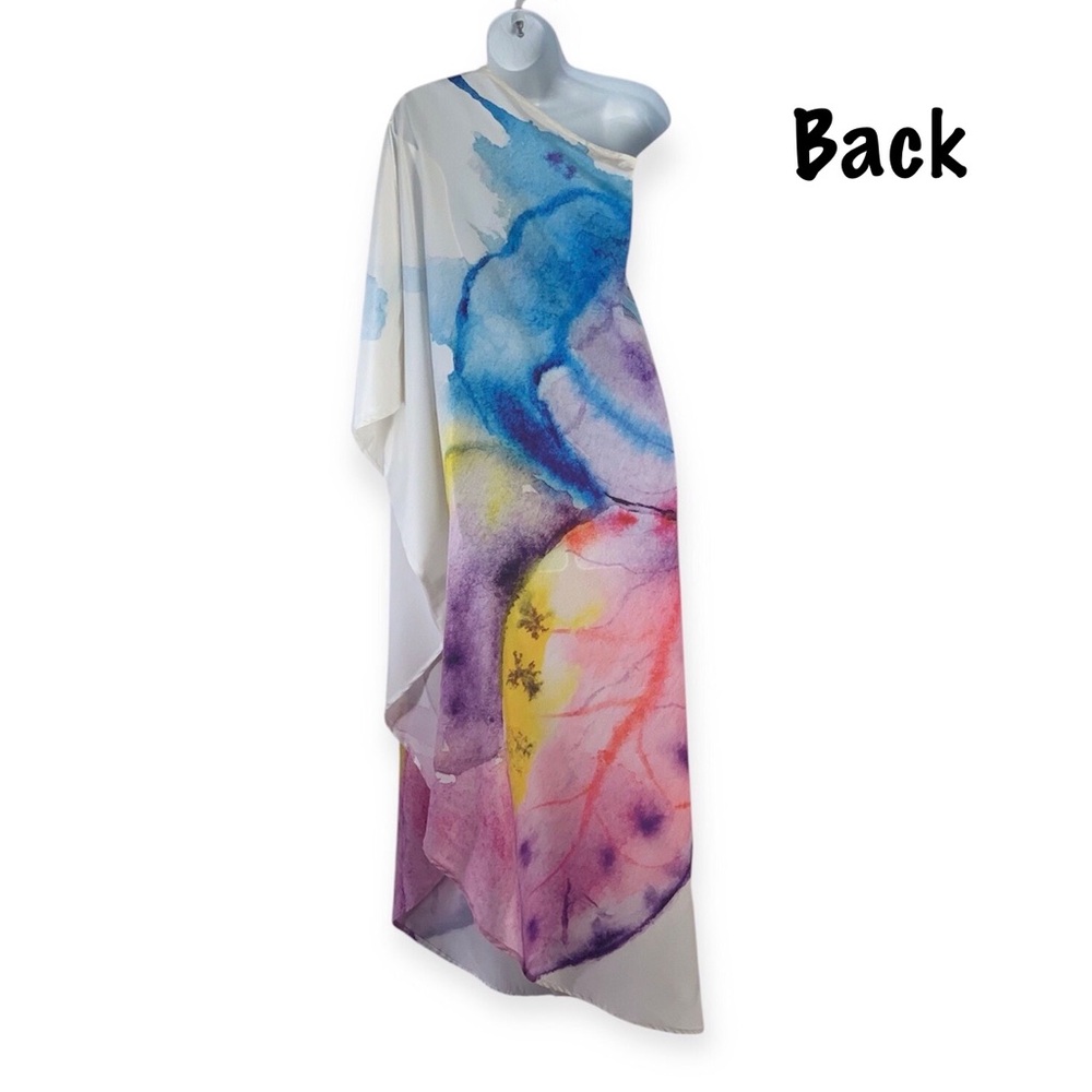 America & Beyond Rainbow Butterfly One Shoulder Dress Sz S - Picture 10 of 14